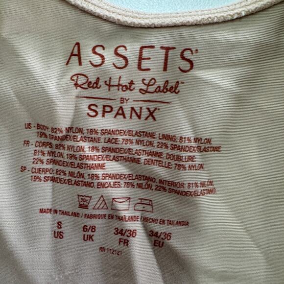 Assets Spanx Bodysuit Womens‎ Small Tan Red Hot Label Body Slimmer Shapewear - Picture 4 of 8